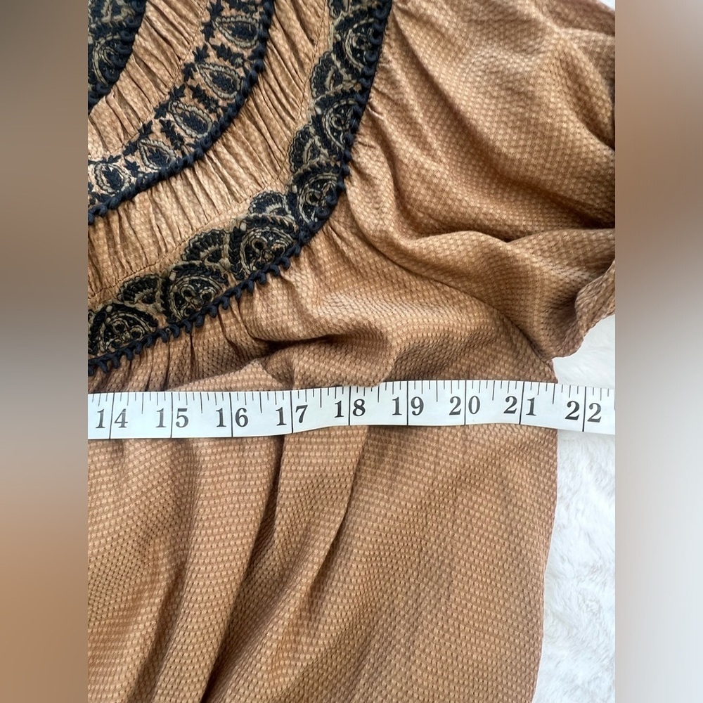 Free People Chestnut Embroidered Erin Peasant Dress Size Medium - Picture 12 of 14